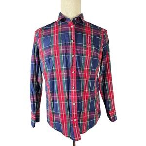J. Crew Men's Large Plaid Button Down Shirt Long Sleeve Red Green Blue Casual